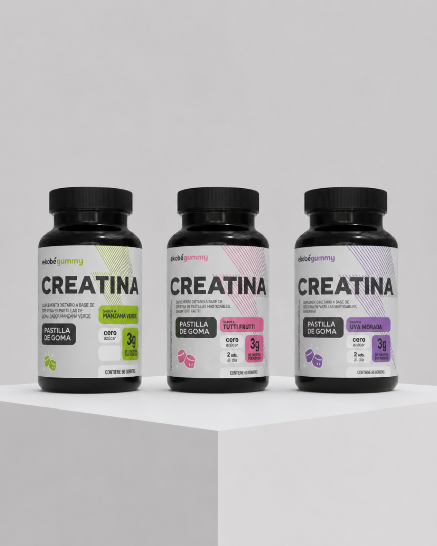 CREATINA EN GOMITAS MANZANA Y TUTTI FRUTTI x2U.