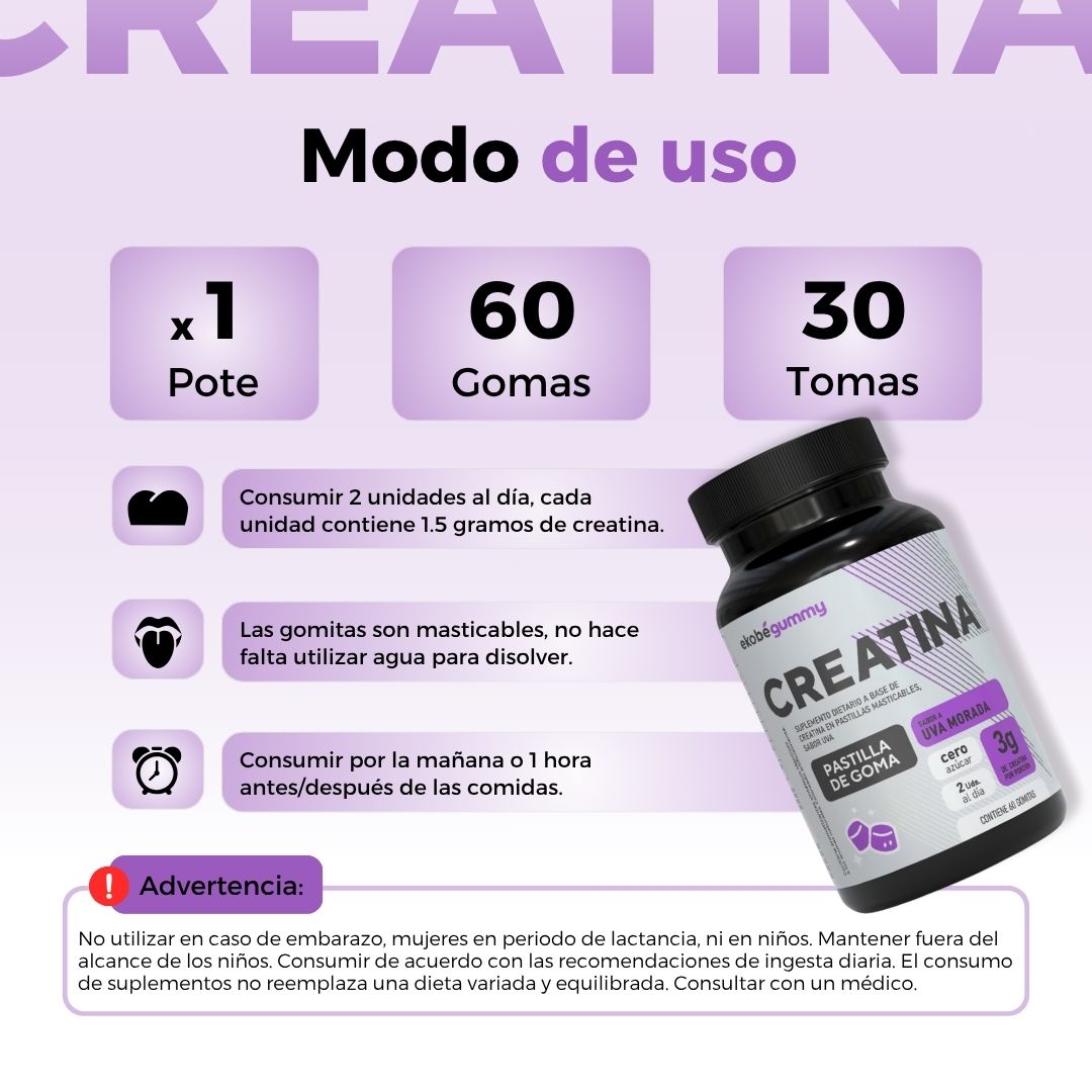 CREATINA EN GOMITAS UVA MORADA 60U. 