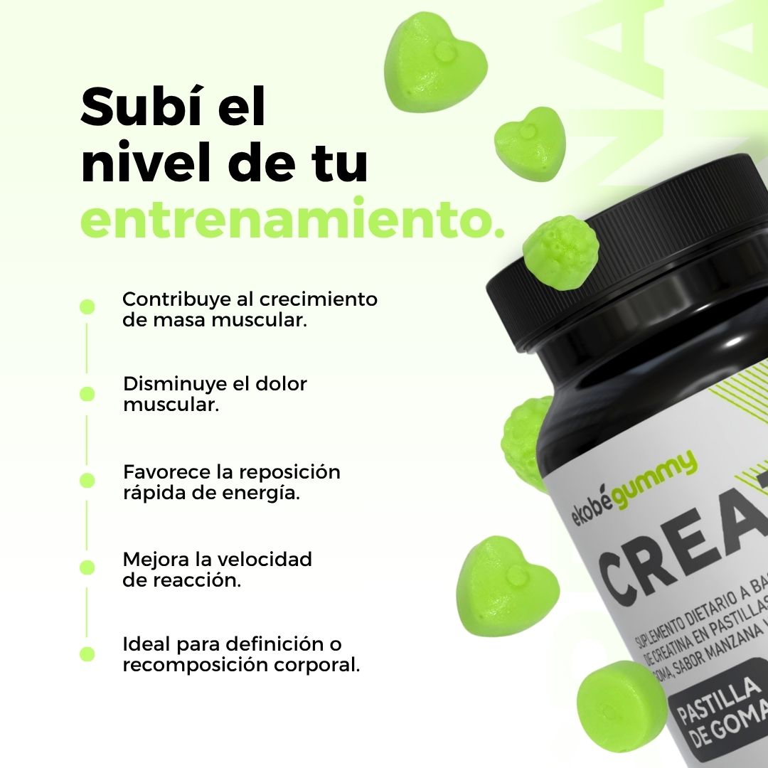 CREATINA EN GOMITAS MANZANA VERDE 60U. 