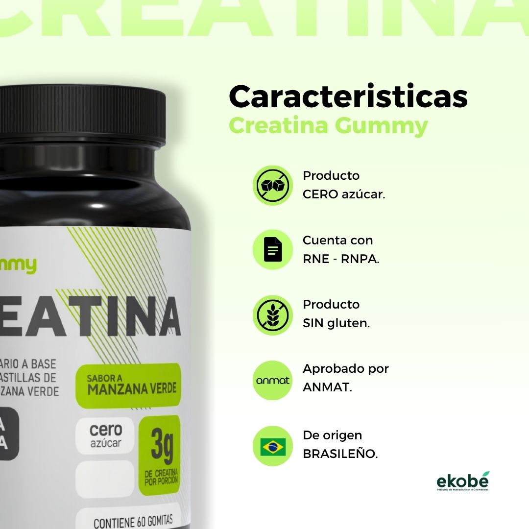 CREATINA EN GOMITAS MANZANA VERDE 60U. 