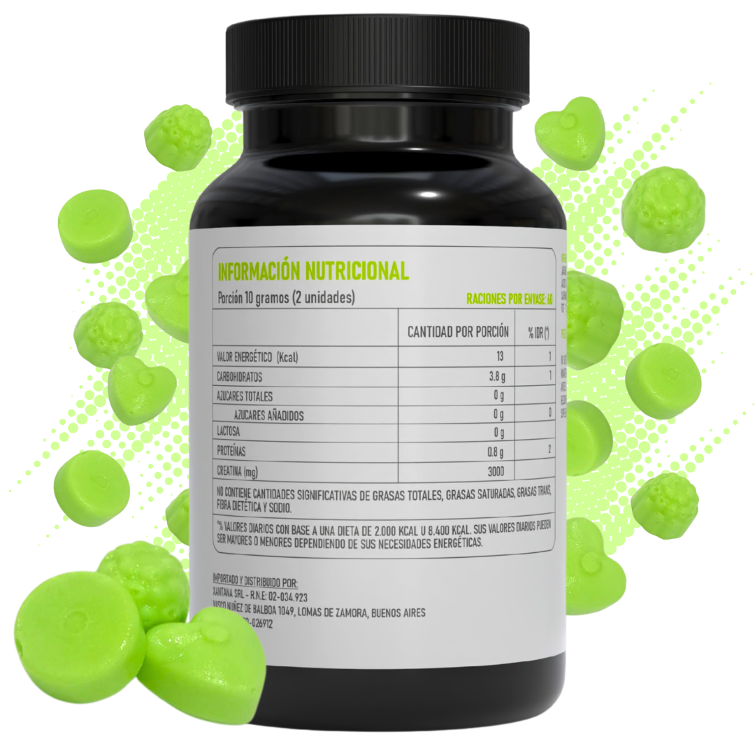 CREATINA EN GOMITAS MANZANA VERDE 60U. 
